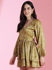 Kotty Floral Printed Satin Fit & Flare Mini Dress