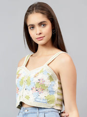 Kotty Women Self Design Square Neck Cotton Top