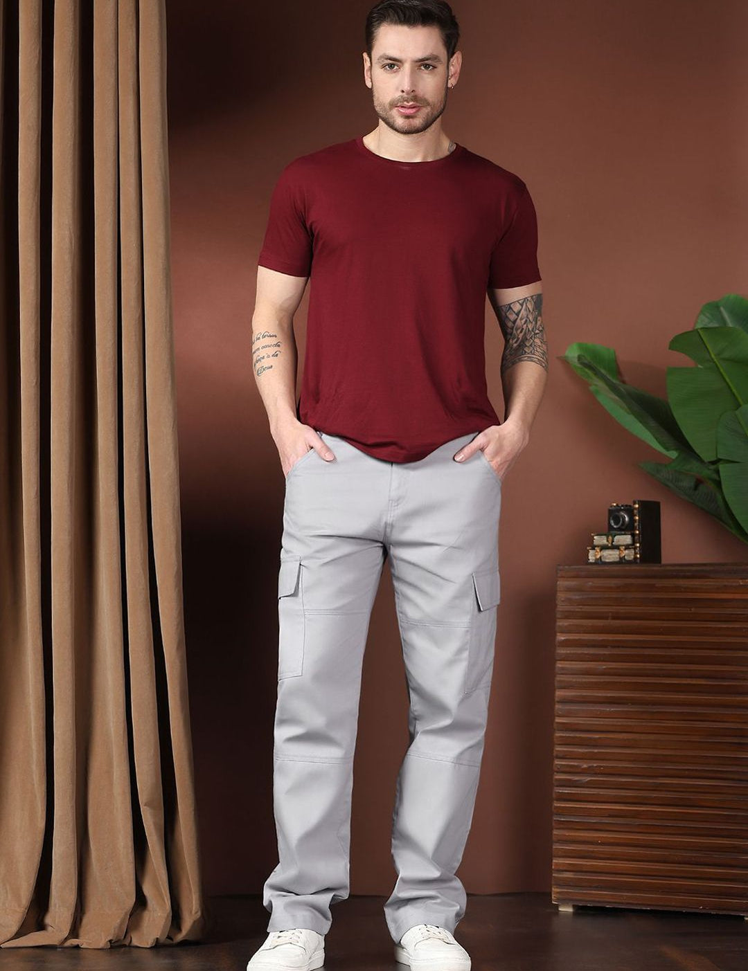 Kotty Men Relaxed Easy Wash Cargos Trousers