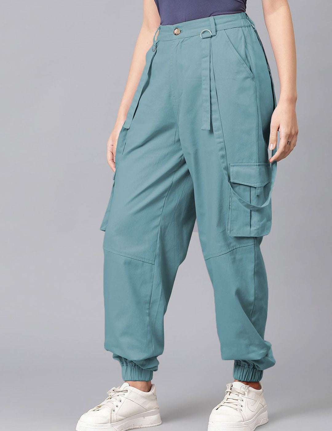 Kotty Women Relaxed High-Rise Easy Wash Cargos Trousers
