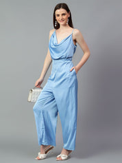 Kotty Women Solid Cowl Neck Sleeveless Basic Jumpsuit