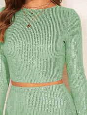 Kotty Sequin Embellished Top With Skirt