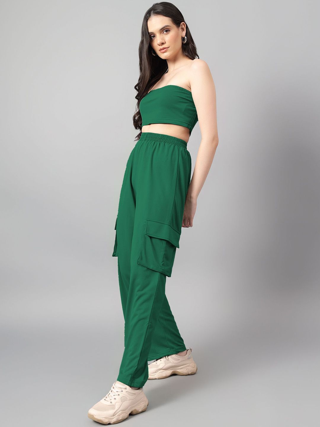 Kotty Green Off-Shoulder Top With Trouser