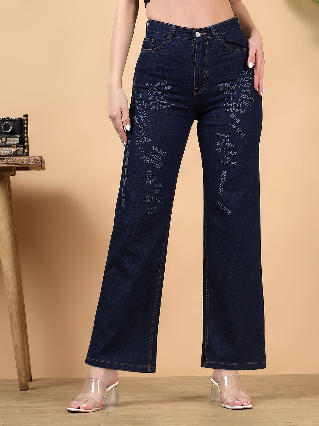 Kotty Women Straight Fit High-Rise Printed Stretchable Jeans