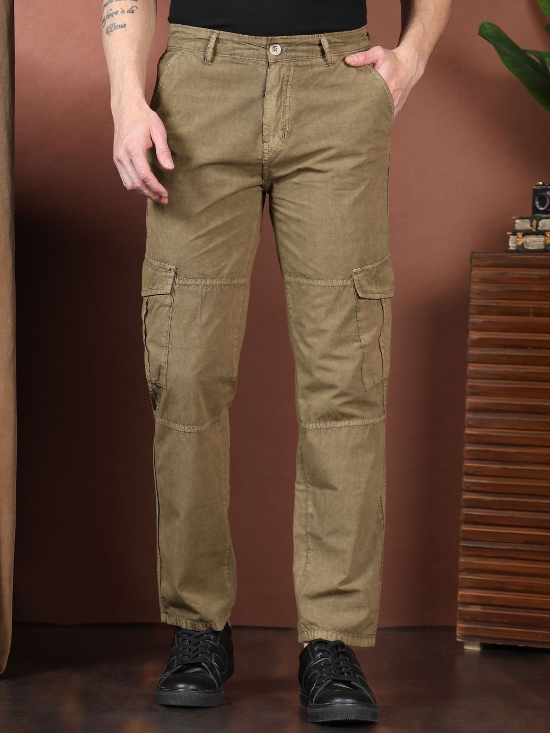 Kotty Men Relaxed Easy Wash Cargos Trousers