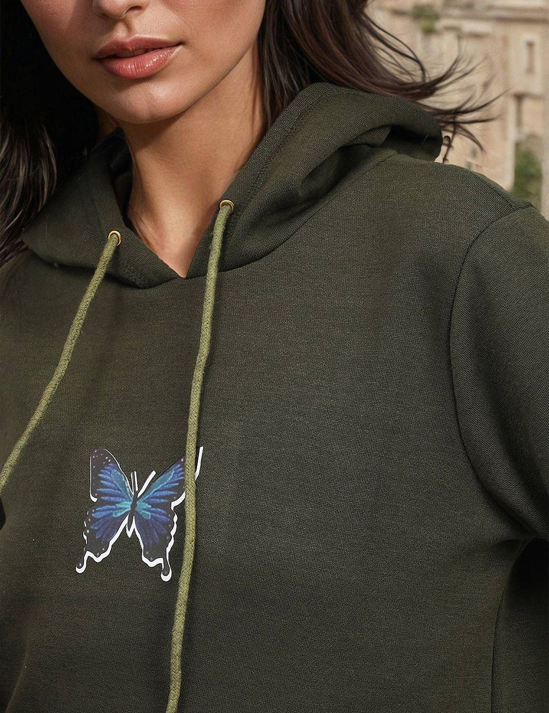 Kotty Women Printed Hooded Pullover Sweatshirt