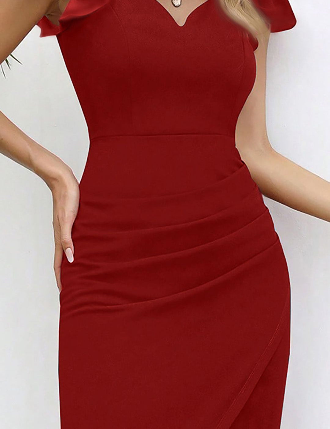 Kotty Women V-Neck Flutter Sleeve Bodycon Dress