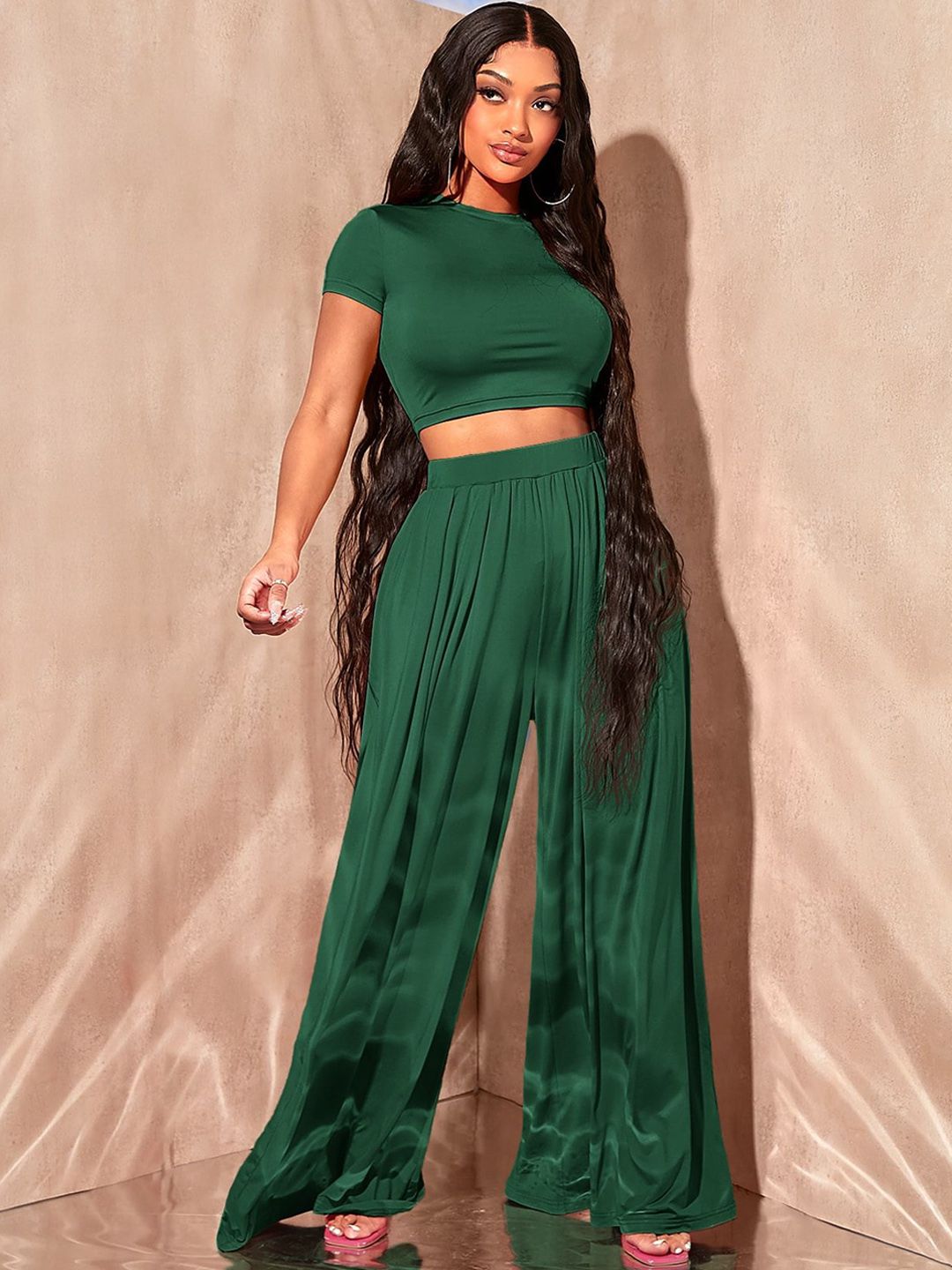 Kotty Round Neck Short Sleeves Top & Palazzo 