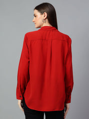 Kotty Women Comfort Spread Collar Solid Oversized Casual Shirt