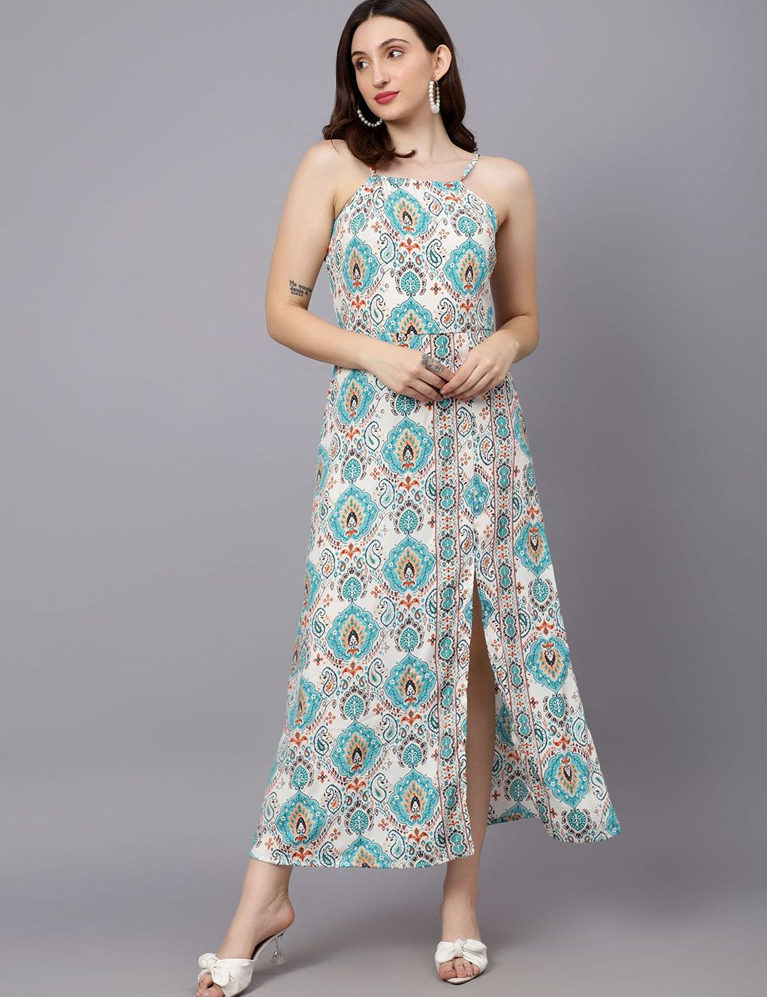 Kotty Women Print A-Line Midi Dress