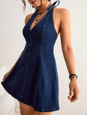 Kotty Women's Kotty women blue halter neck denim A-line mini dress