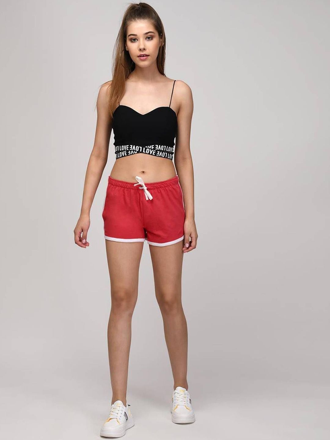 Kotty Women Yoga Solid Relaxed Fit Mid-Rise Above Knee Sports Shorts