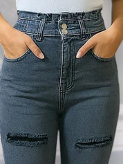 Kotty Women High-Rise Highly Distressed Stretchable Straight Fit Jeans