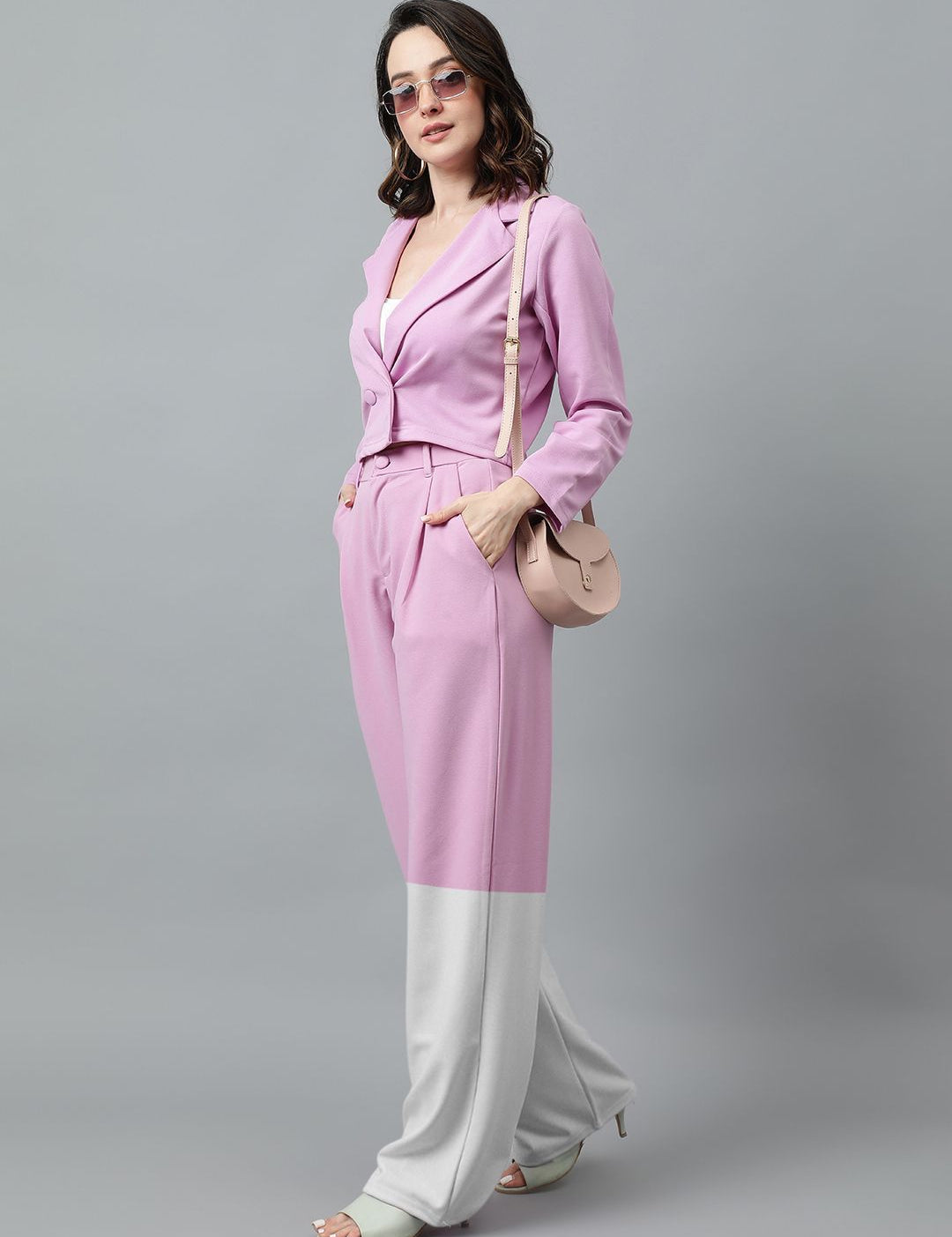 Kotty Women Colourblocked Regular Fit High-Rise Easy Wash Trousers