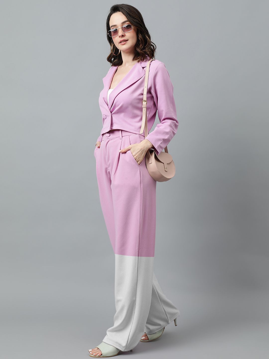 Kotty Women Colourblocked Regular Fit High-Rise Easy Wash Trousers