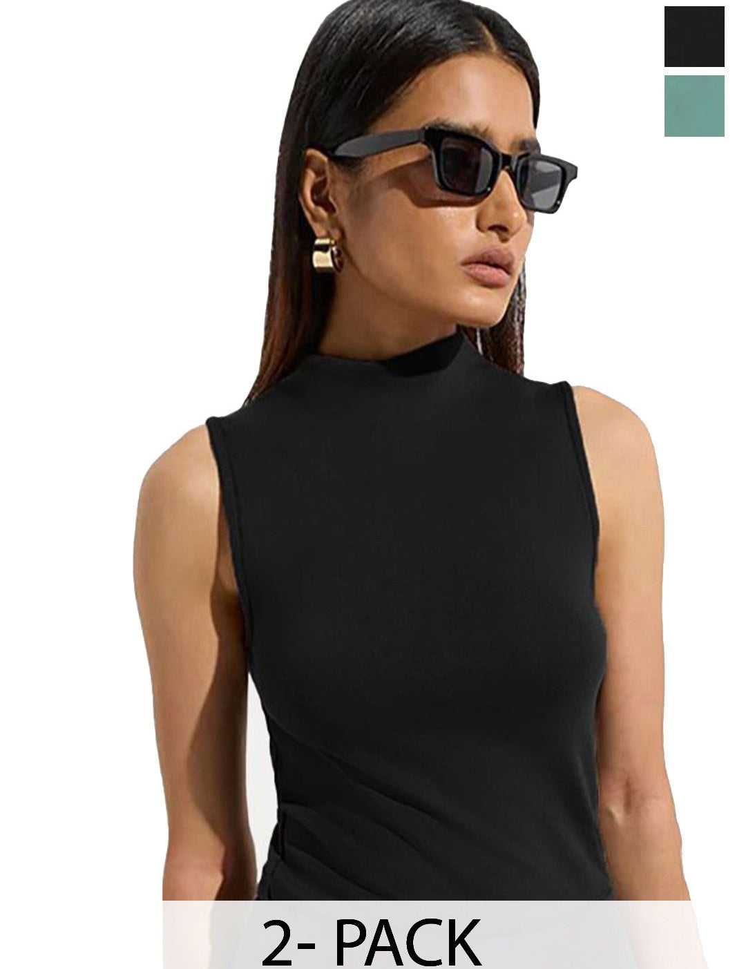 Kotty Pack Of 2 High Neck Fitted Top