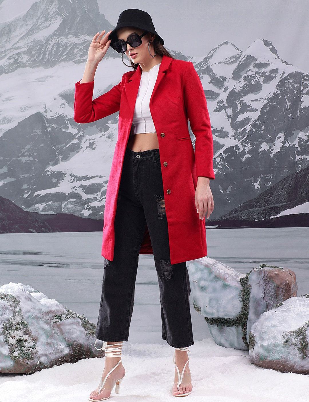 Kotty Women Notched Lapel Single-Breasted Overcoat