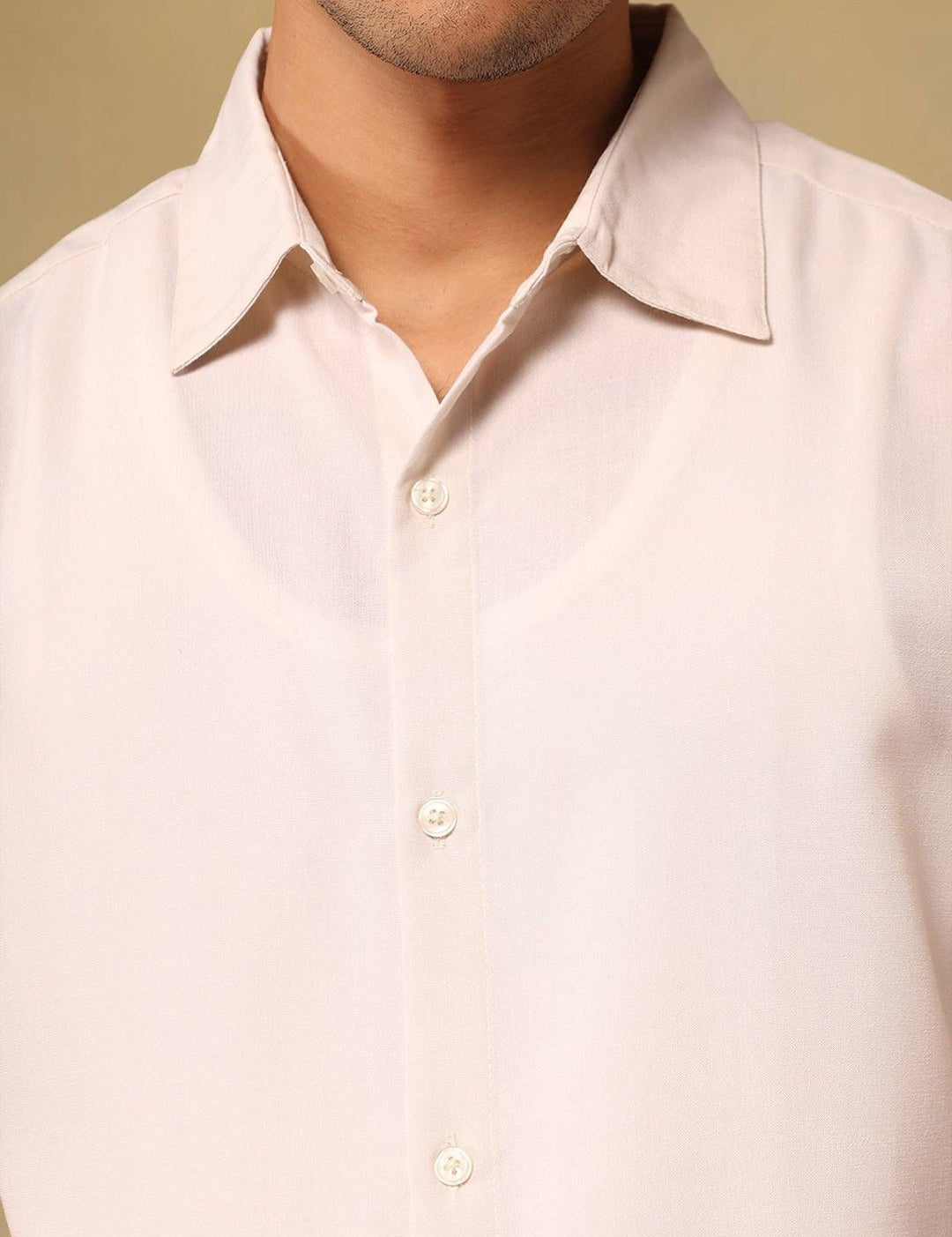 Kotty Men Comfort Fit Solid Spread Collar Linen Casual Shirt