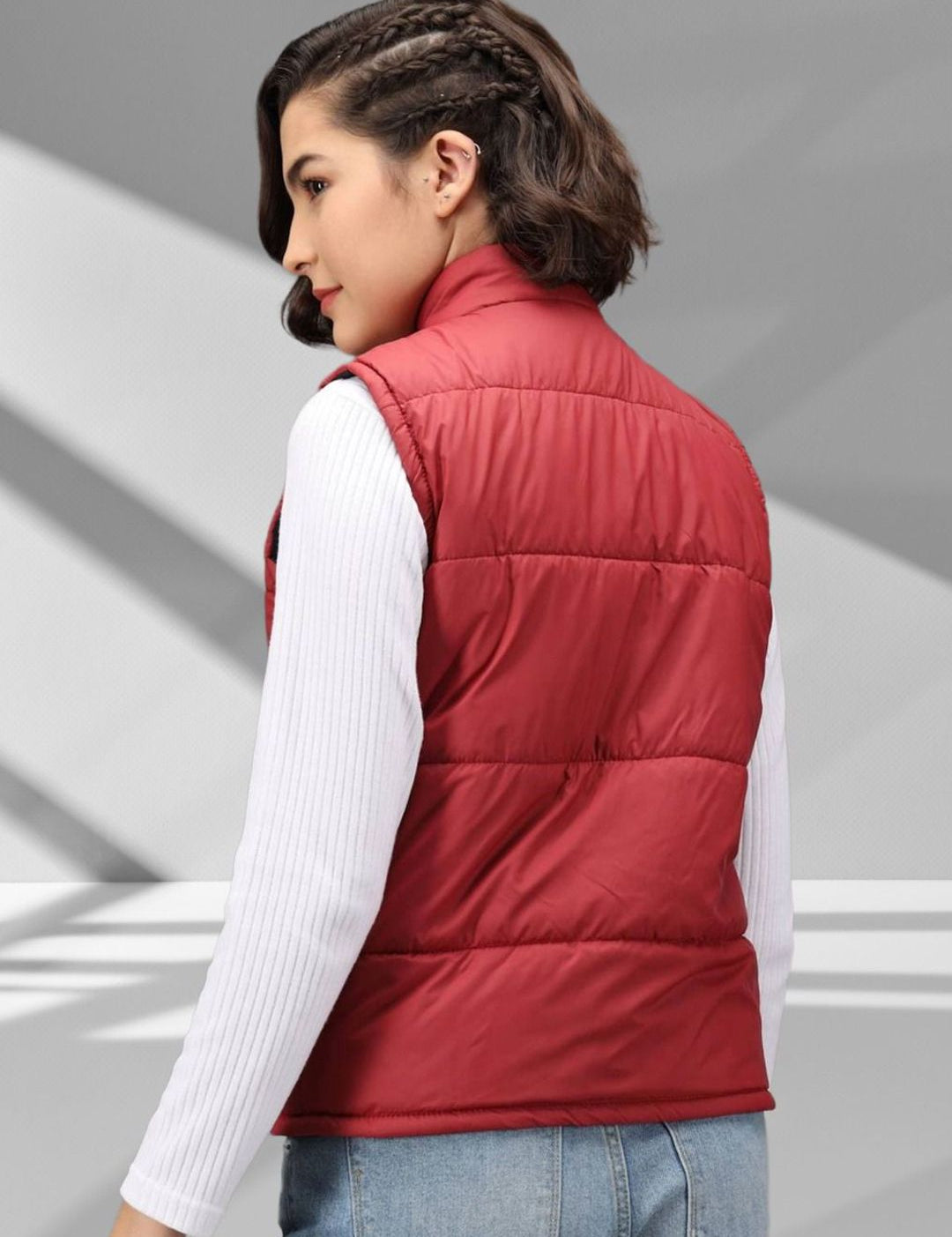 Kotty Women Stand Collar Solid Lightweight Puffer Jacket