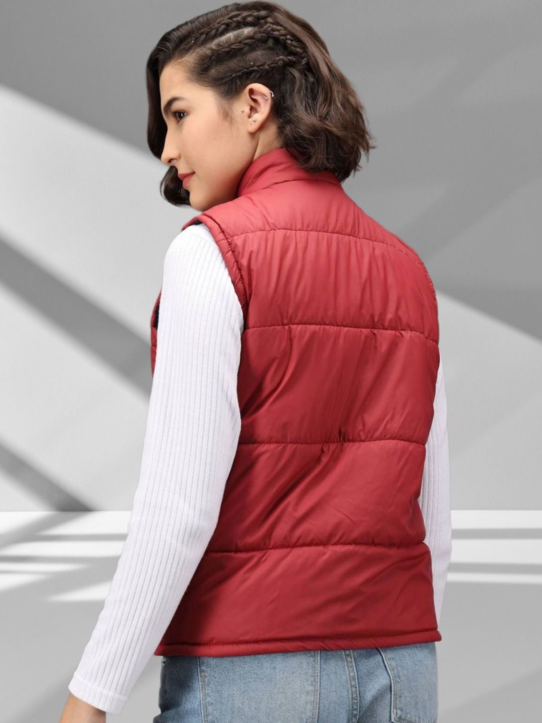 Kotty Women Stand Collar Solid Lightweight Puffer Jacket