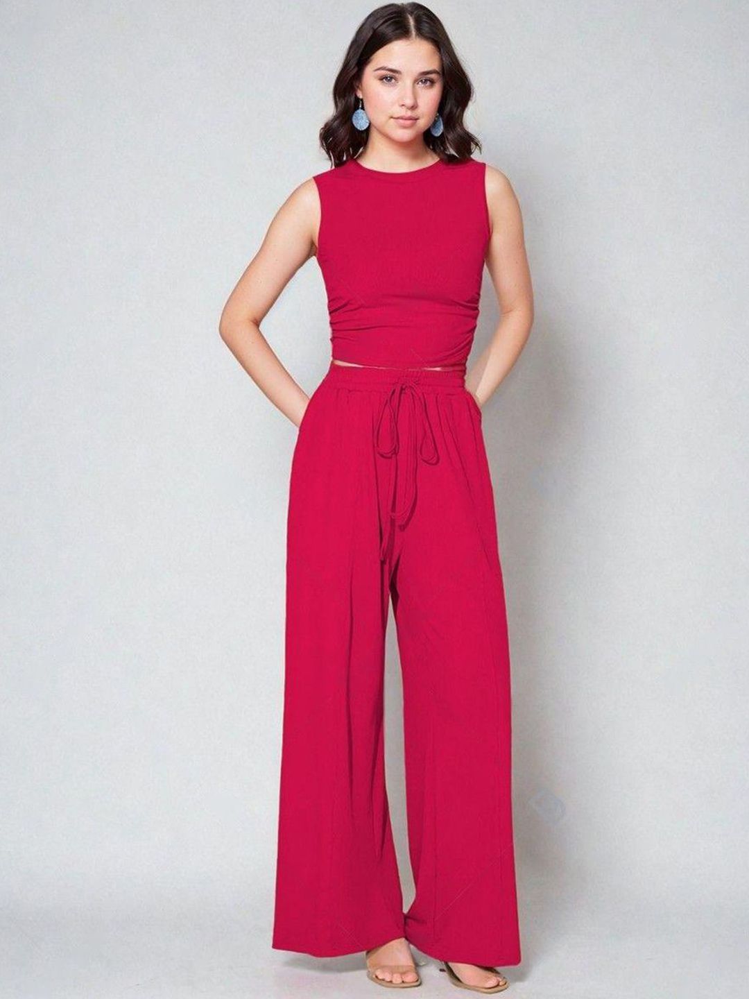 Kotty Pink High Neck Sleeveless Top & Trousers