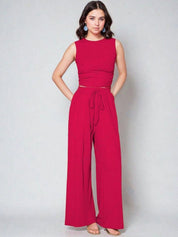 Kotty Pink High Neck Sleeveless Top & Trousers