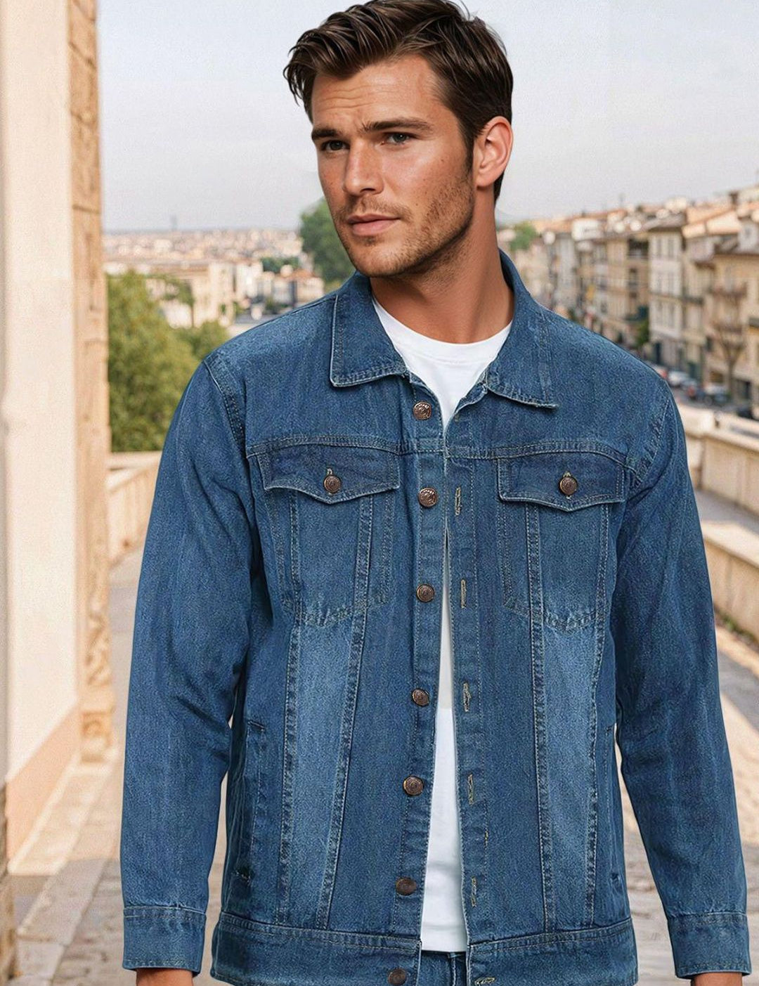 Kotty Men Solid Denim Jacket