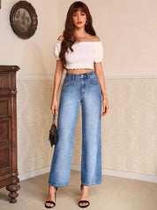 Kotty Women Straight Fit High-Rise Light Fade Stretchable Jeans