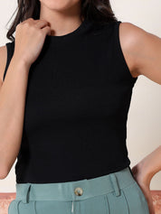 Kotty Women Sollid Round Neck Sleeveless Co-Ords