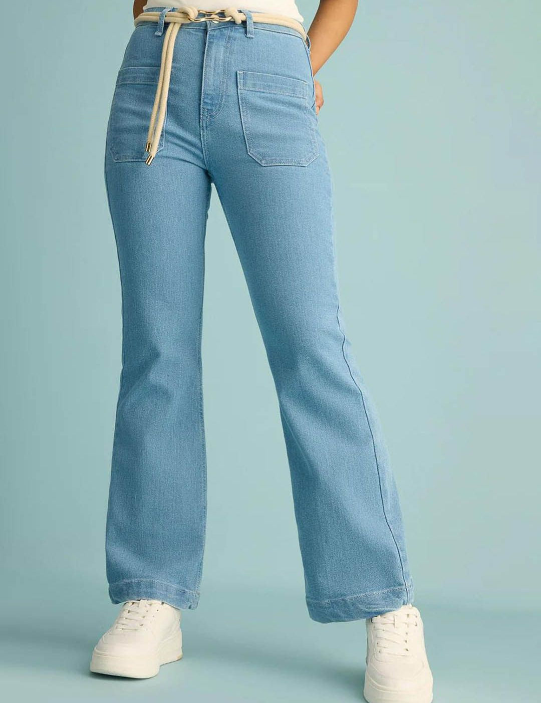 Kotty Women Flared High-Rise Clean Look Stretchable Cotton Jeans