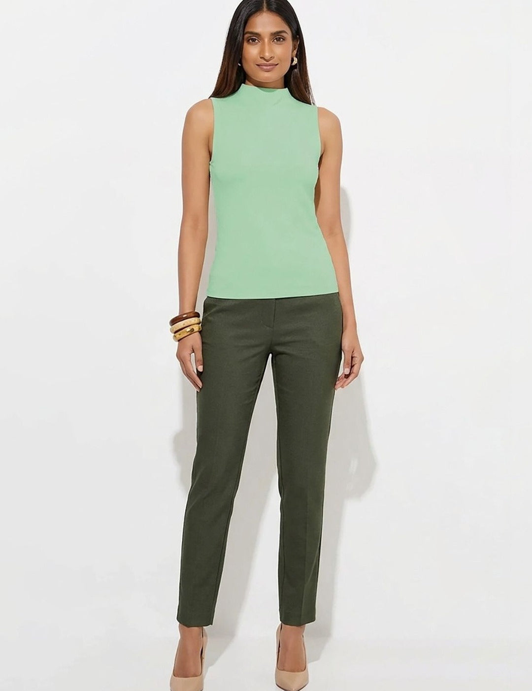 Kotty Top Forest Green Women's High Sleeveless Fashion