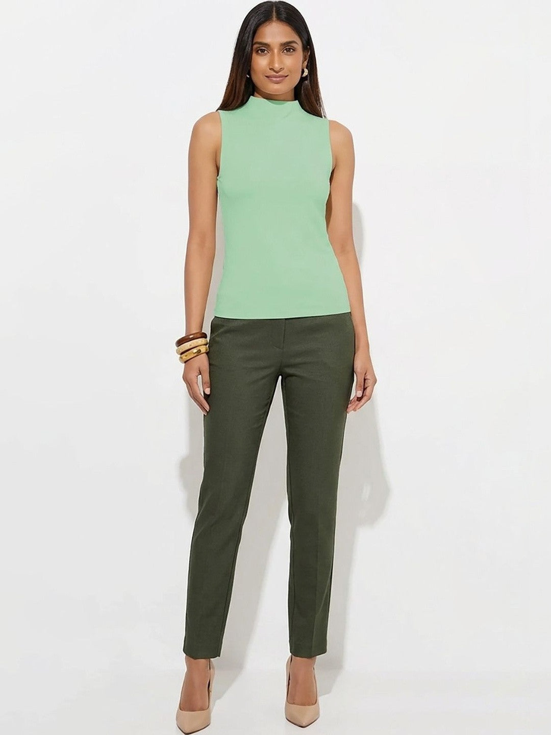 Kotty Top Forest Green Women's High Sleeveless Fashion