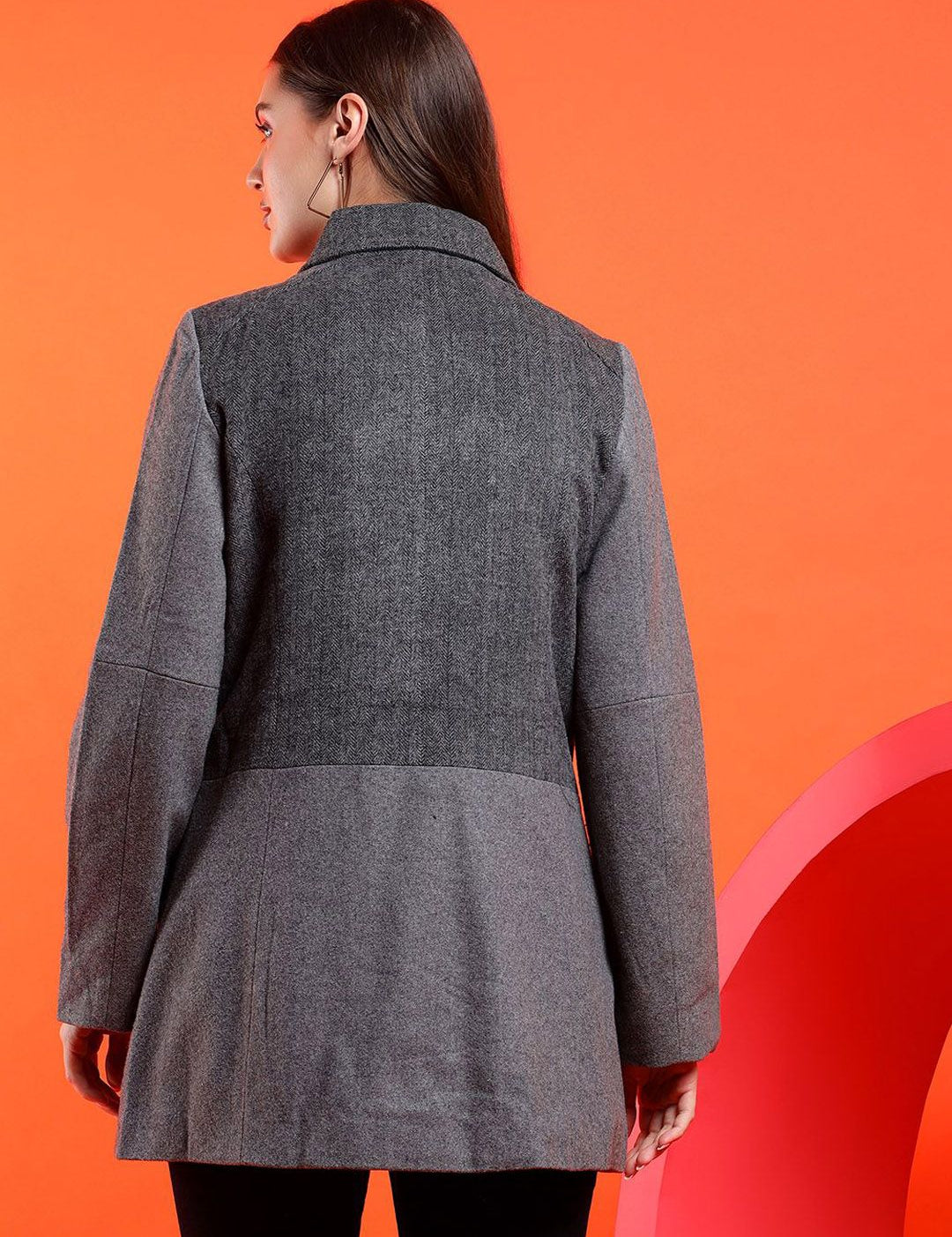 Kotty Solid Notched Lapel Longline Overcoat