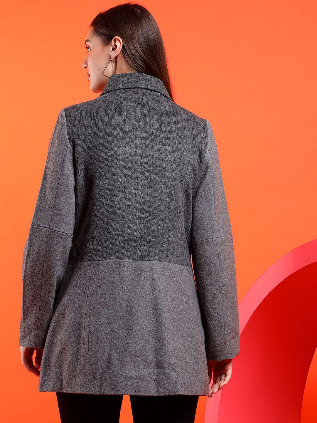 Kotty Solid Notched Lapel Longline Overcoat