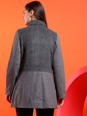 Kotty Solid Notched Lapel Longline Overcoat