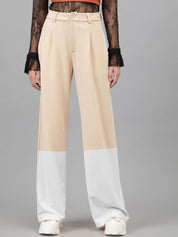 Kotty Women Colourblocked Relaxed Straight Leg Straight Fit High-Rise Easy Wash Trousers