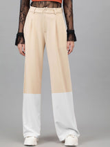 Kotty Women Colourblocked Relaxed Straight Leg Straight Fit High-Rise Easy Wash Trousers