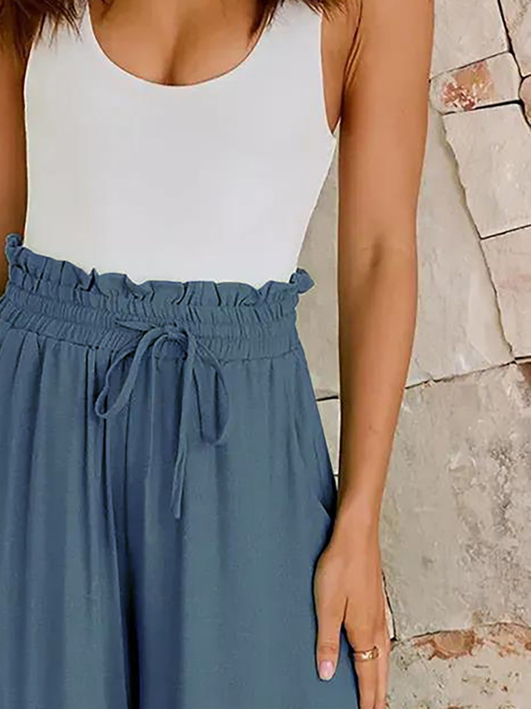 Kotty Women Loose Fit High-Rise Wide-Leg Cotton Trouser