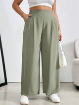 CURVE BY KOTTY Women Relaxed Straight Leg High-Rise Trousers