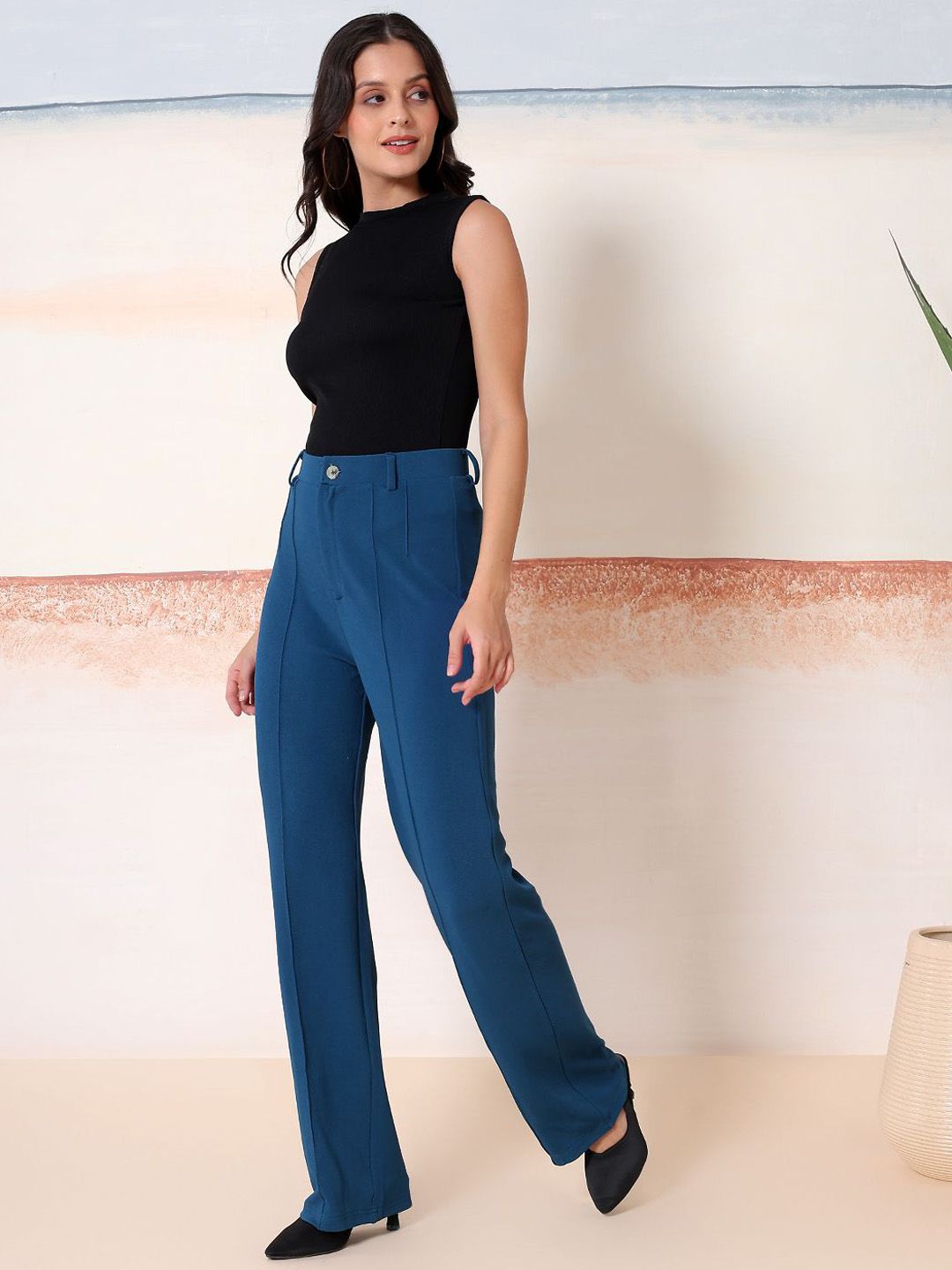 Kotty  Women Relaxed Fit Round Neck Top With Trousers Co-ords