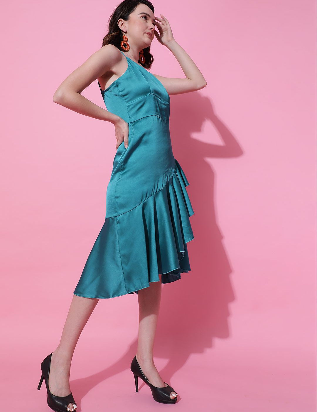 Kotty Women Solid A-Line Midi Dress