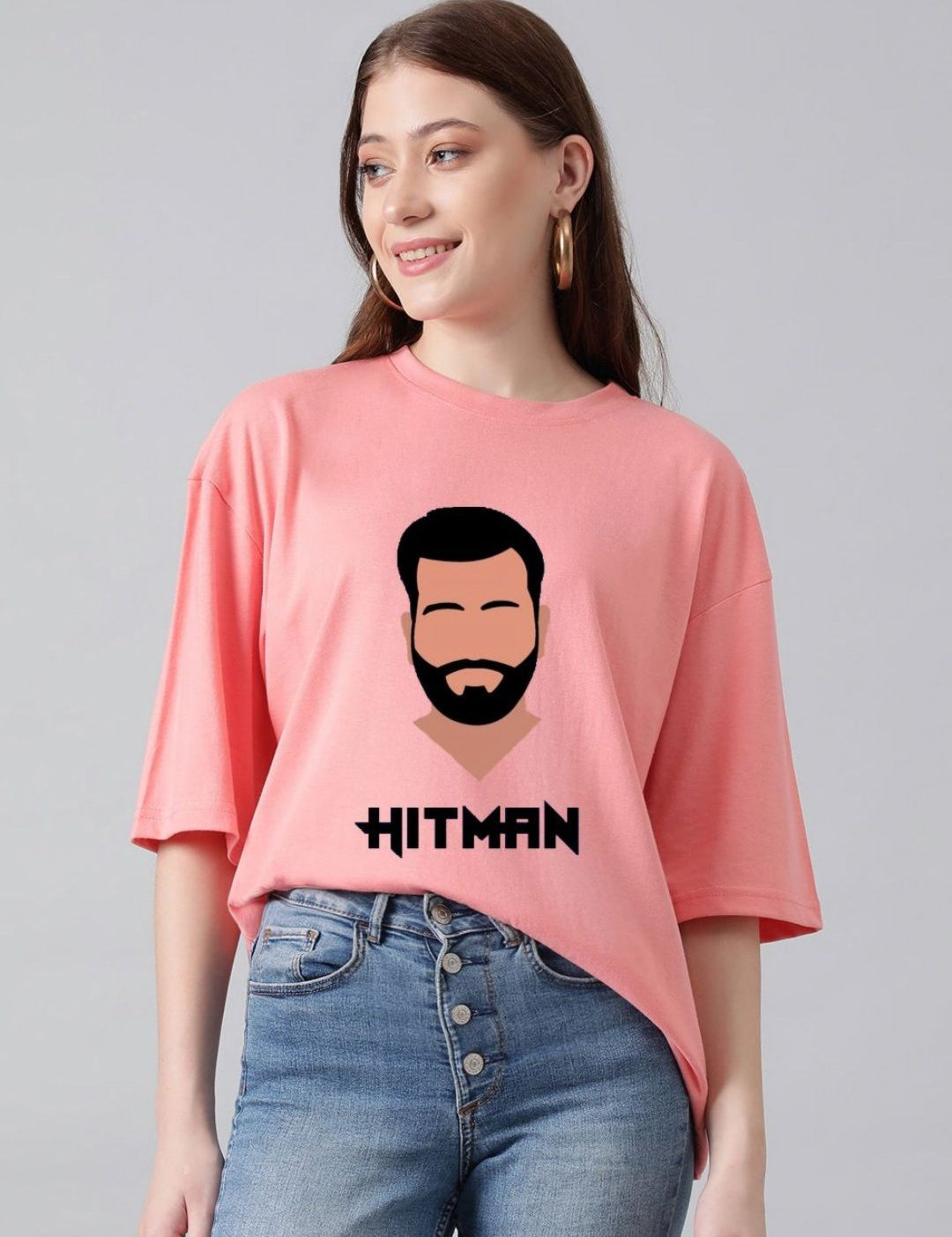 Kotty Women Graphic Printed Round Neck Cotton Oversized T-shirt