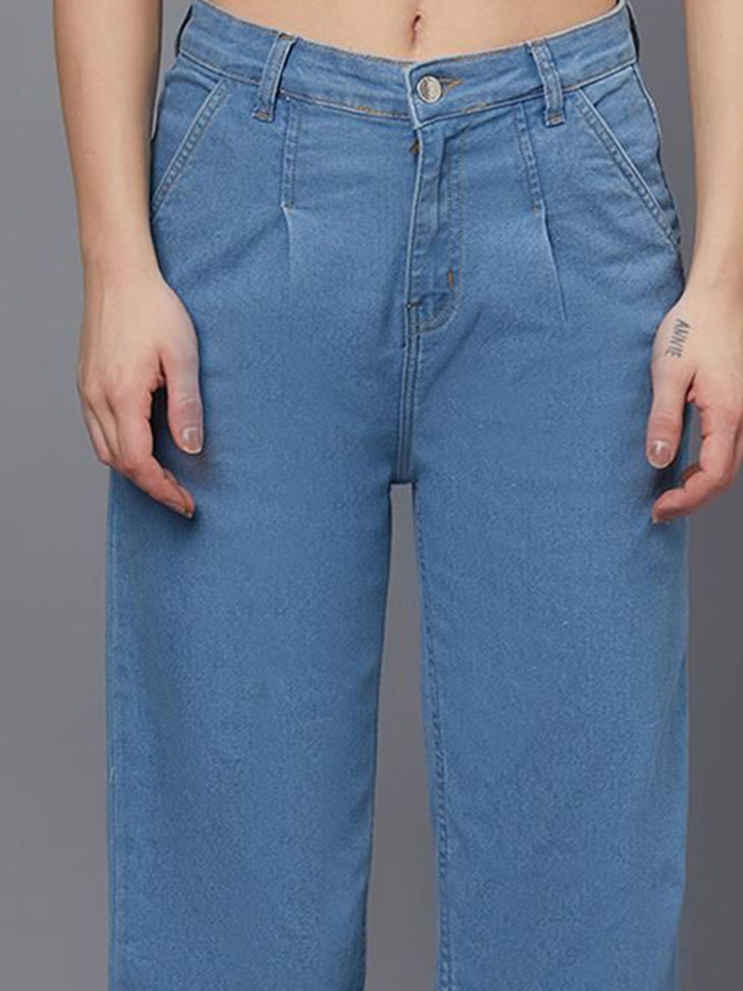 Kotty Women Wide Leg High-Rise Cotton Stretchable Jeans