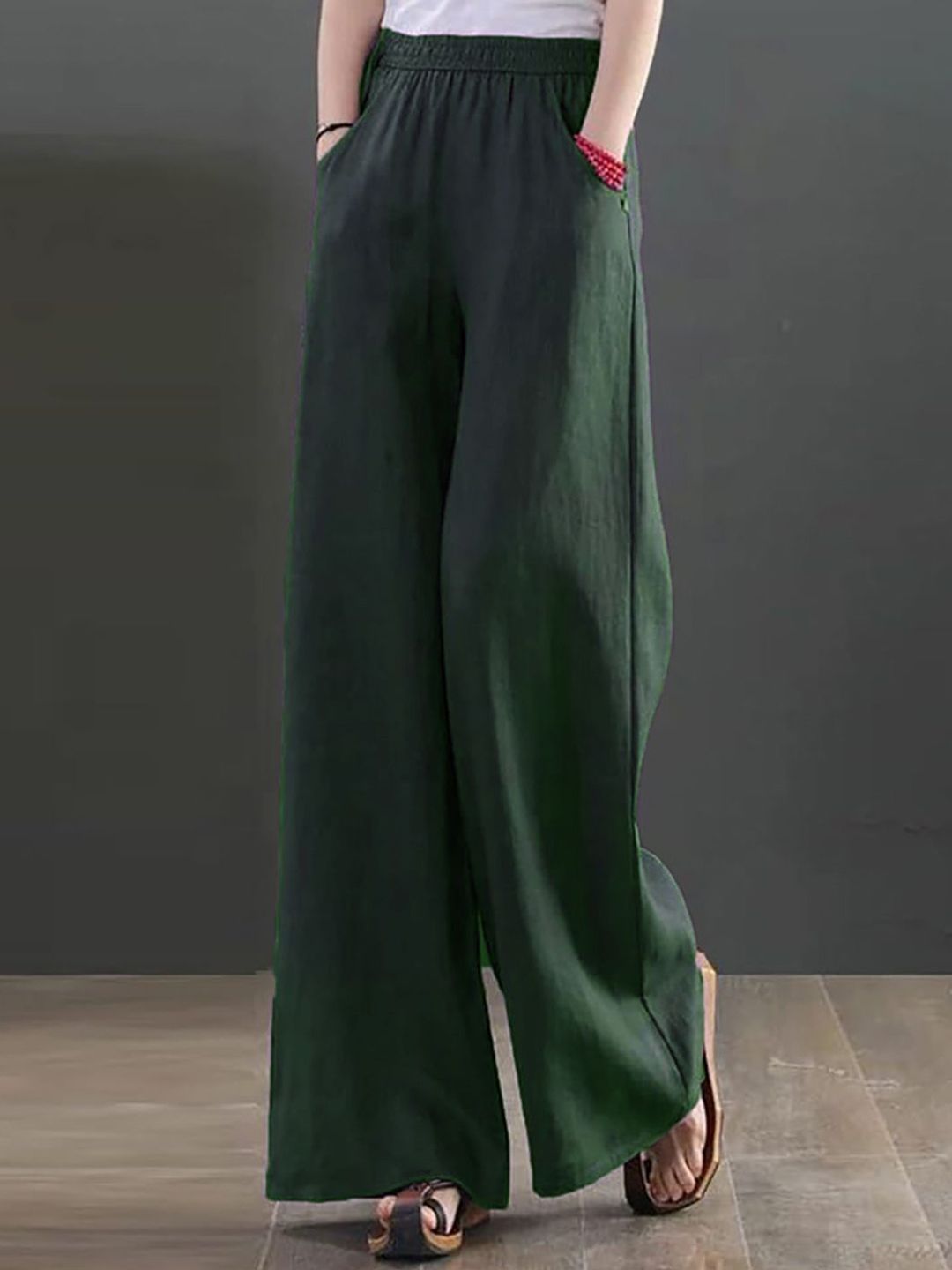 Kotty Women Loose Fit High-Rise Cotton Parallel Trousers