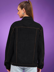 Kotty Women Spread Collar Solid Casual Denim Jacket