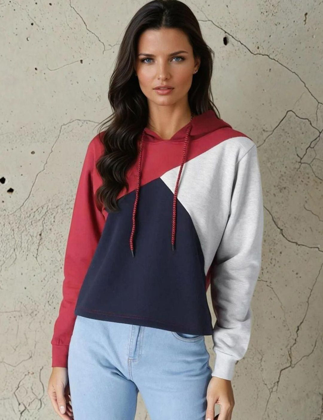 Kotty Women Colourblocked Hooded Sweatshirt