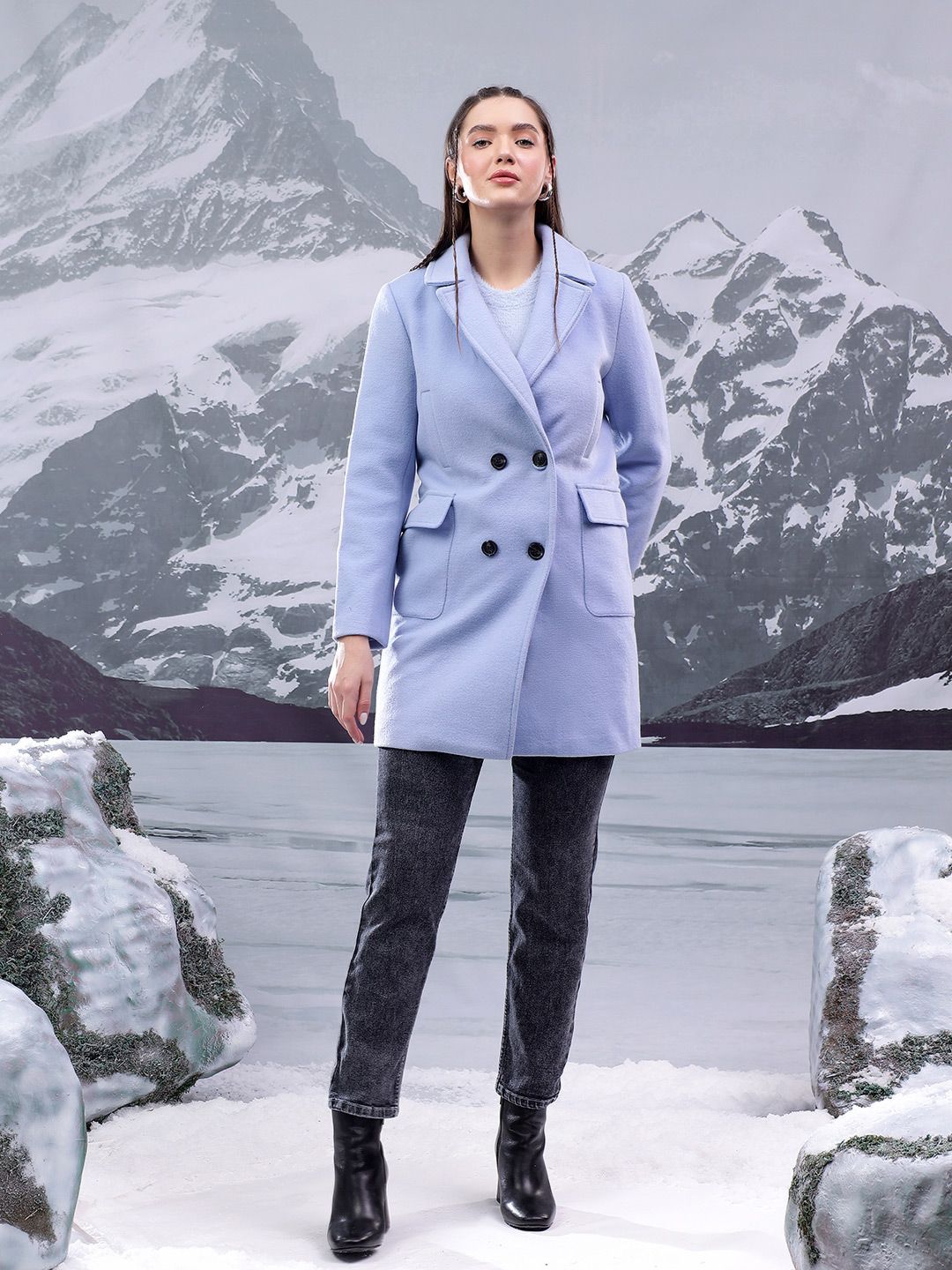 Kotty Women Notched Lapel Single-Breasted Overcoat