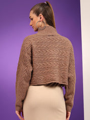 Kotty Women Cable Knit Crop Pullover