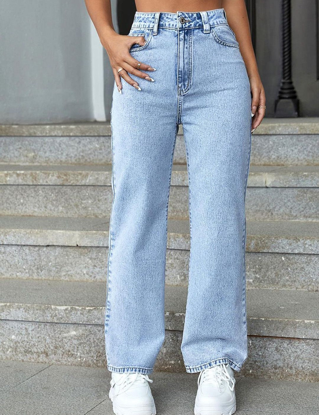 Kotty Women Jean Straight Fit High-Rise Heavy Fade Stretchable Jeans