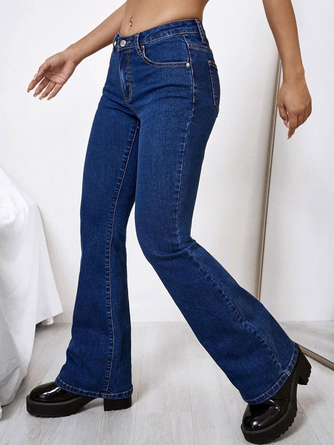 Kotty Women Bootcut Cotton High-Rise Jeans